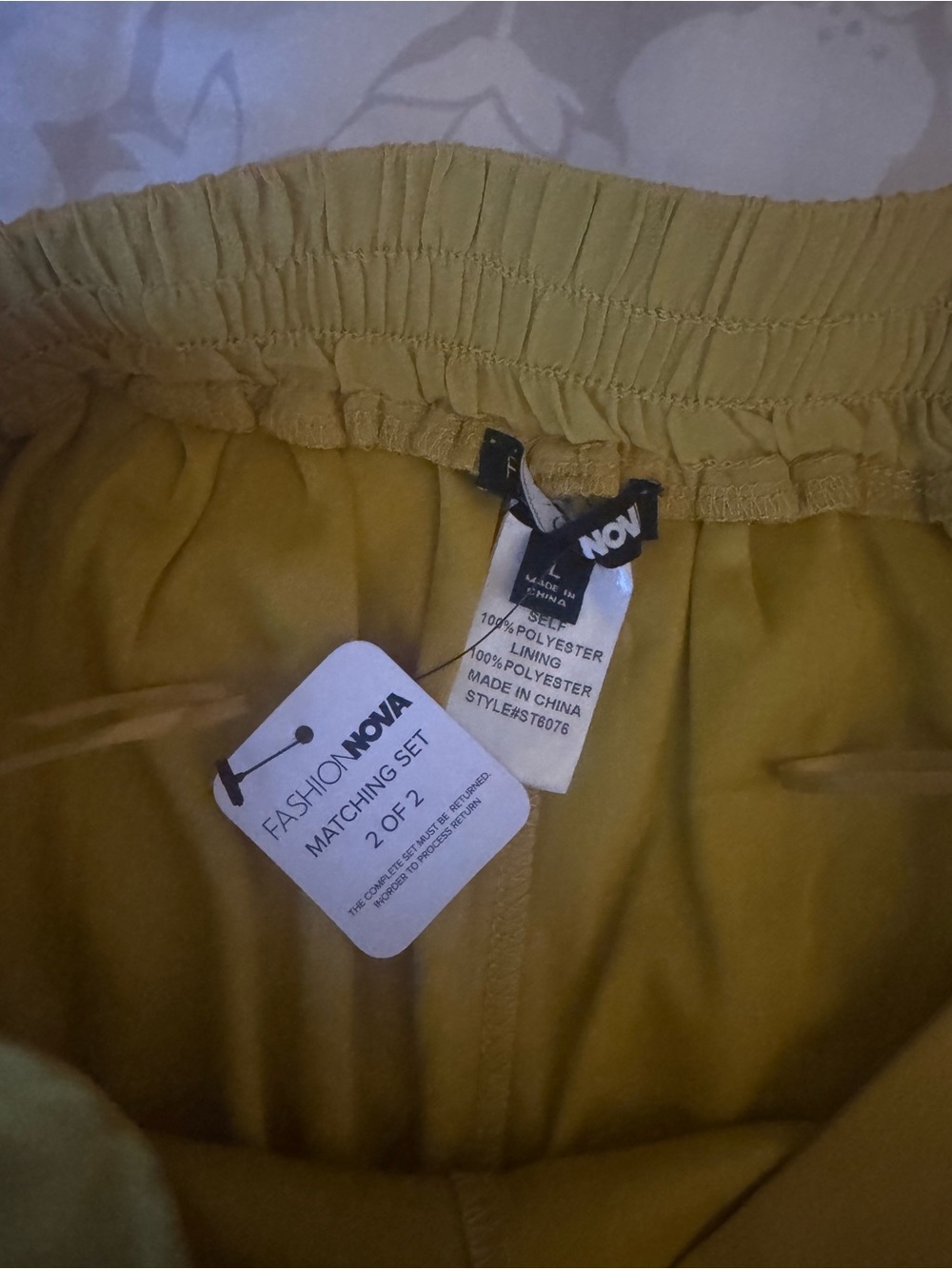 Fashion Nova Mustard Yellow Wide-Leg Jumpsuit with Tie Back Set - Picture 3 of 4